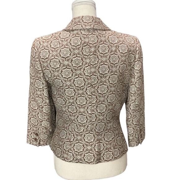 Worthington Gold White Geometric Pattern Short Blazer Jacket Women’s Size 4 - Picture 2 of 5